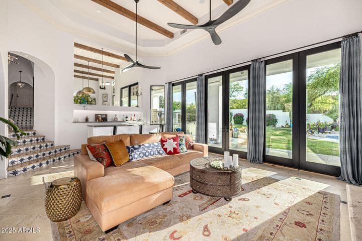 family room with bar