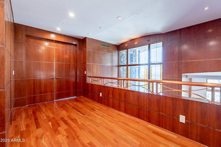 Rich mahogany and copper railing