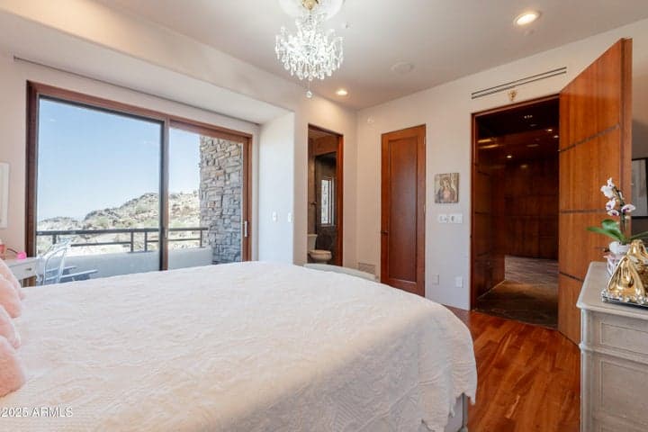 Walk-in closet, hardwood floors and sassy chandelier