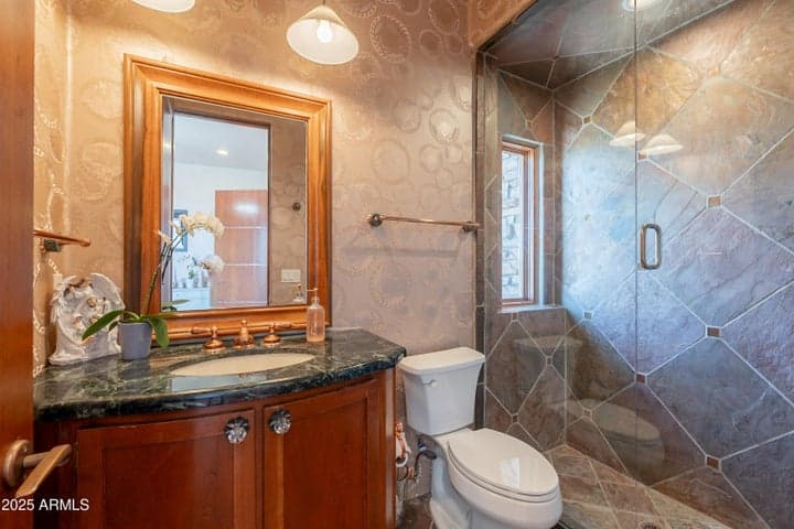 Walk-in shower with natural light