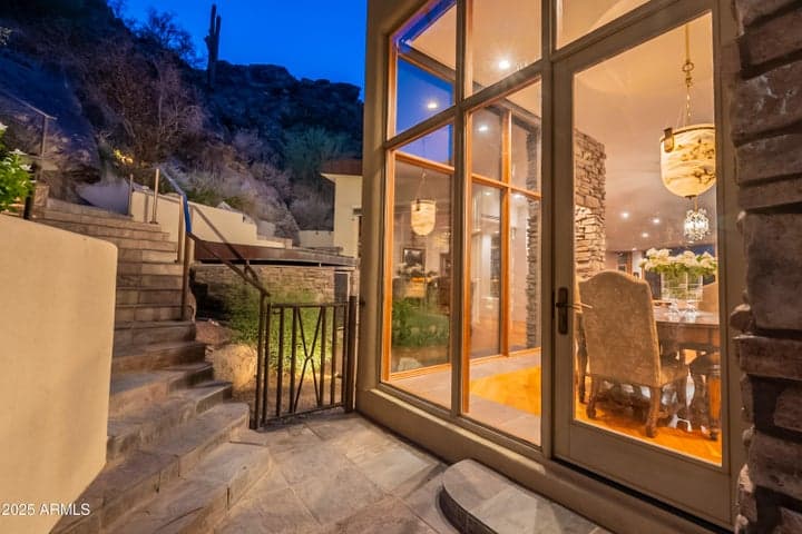 Accent lighting compliments the natural desert beauty